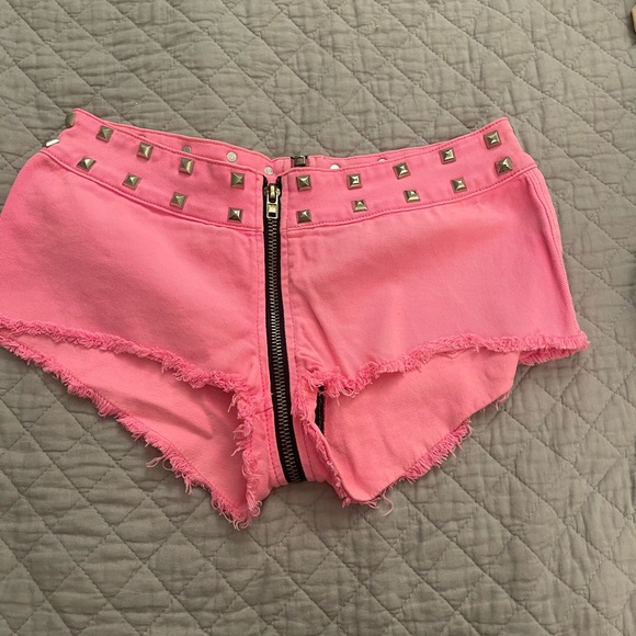 Lip Service Pants - Hot Neon pink studded shorts zippered all the way down! RARE AND UNIQUE!😻
